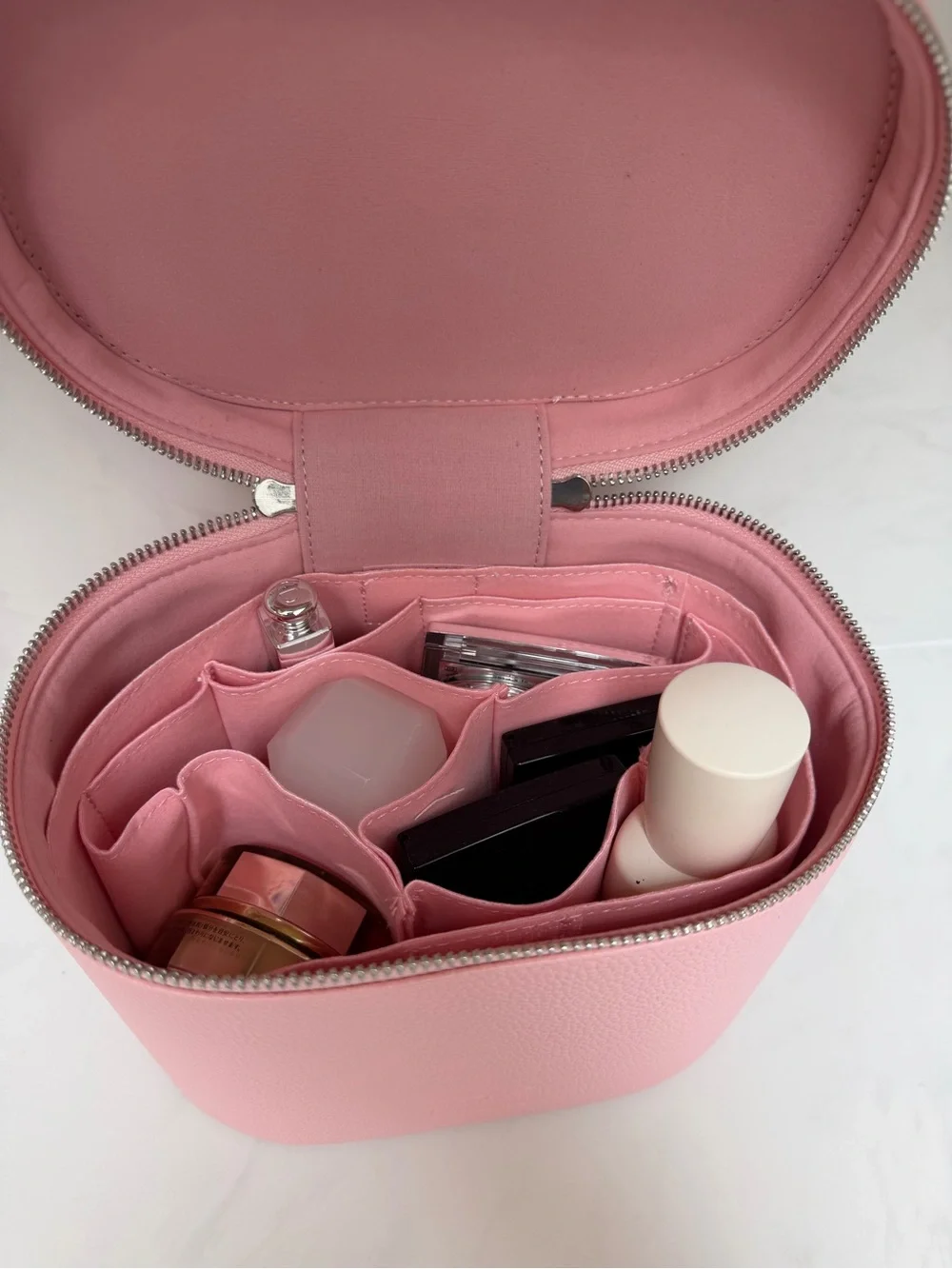 Pink Leatherette Travel Cosmetic Case